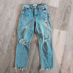 Daze Denim High Rise Distressed Ankle Fray Boyfriend Jeans